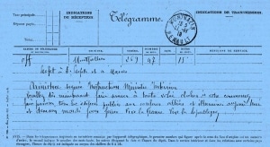 Télégramme envoyé dans les mairies le 11 novembre 1918