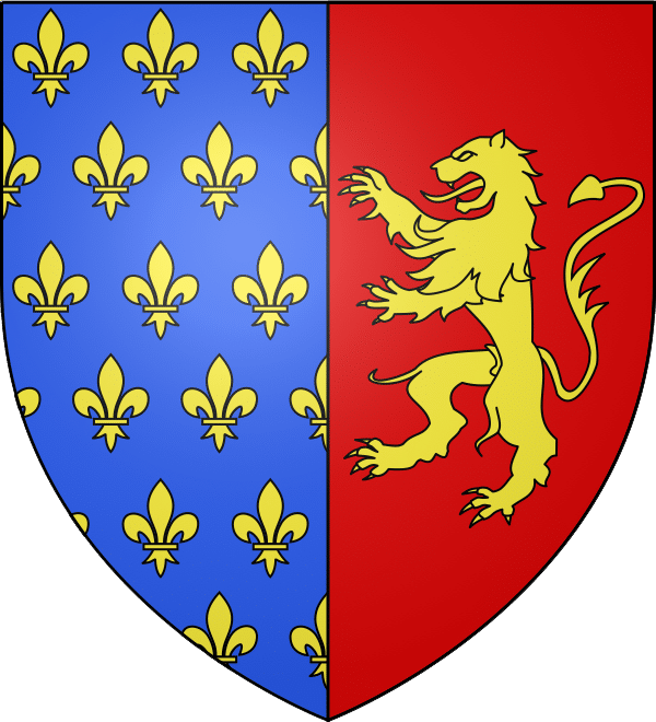 Armoiries de la famille de Tournon De france, parti de gueules au lion rampant