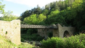 Le pont sur la Cance et la rive droite avec les ruines du moulin • Photo Michel Heyraud